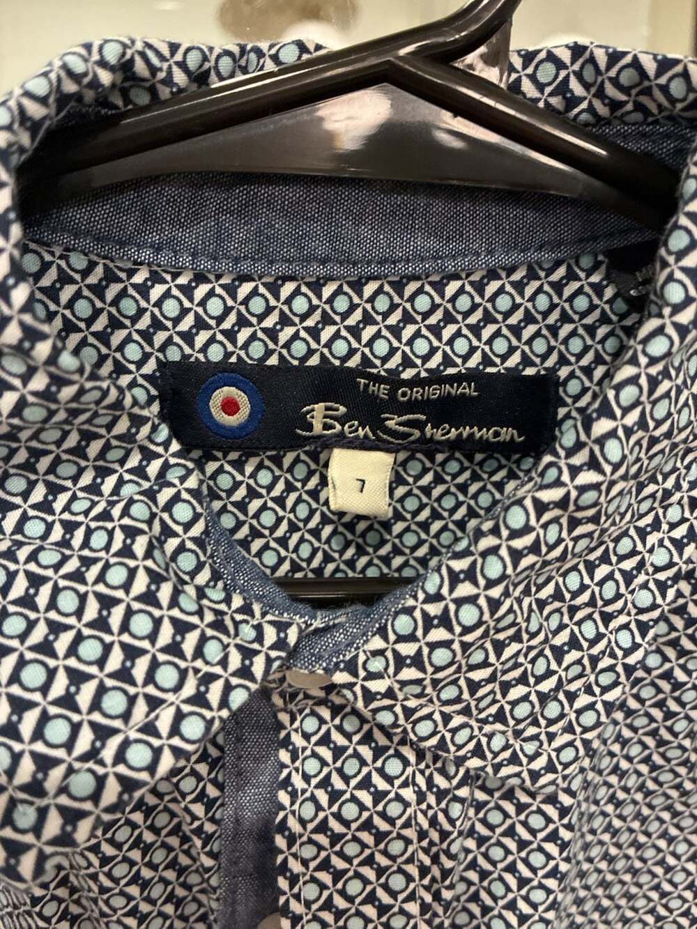 Ben Sherman Boys Long Sleeve Button Down Shirt Geometric Print Size 7